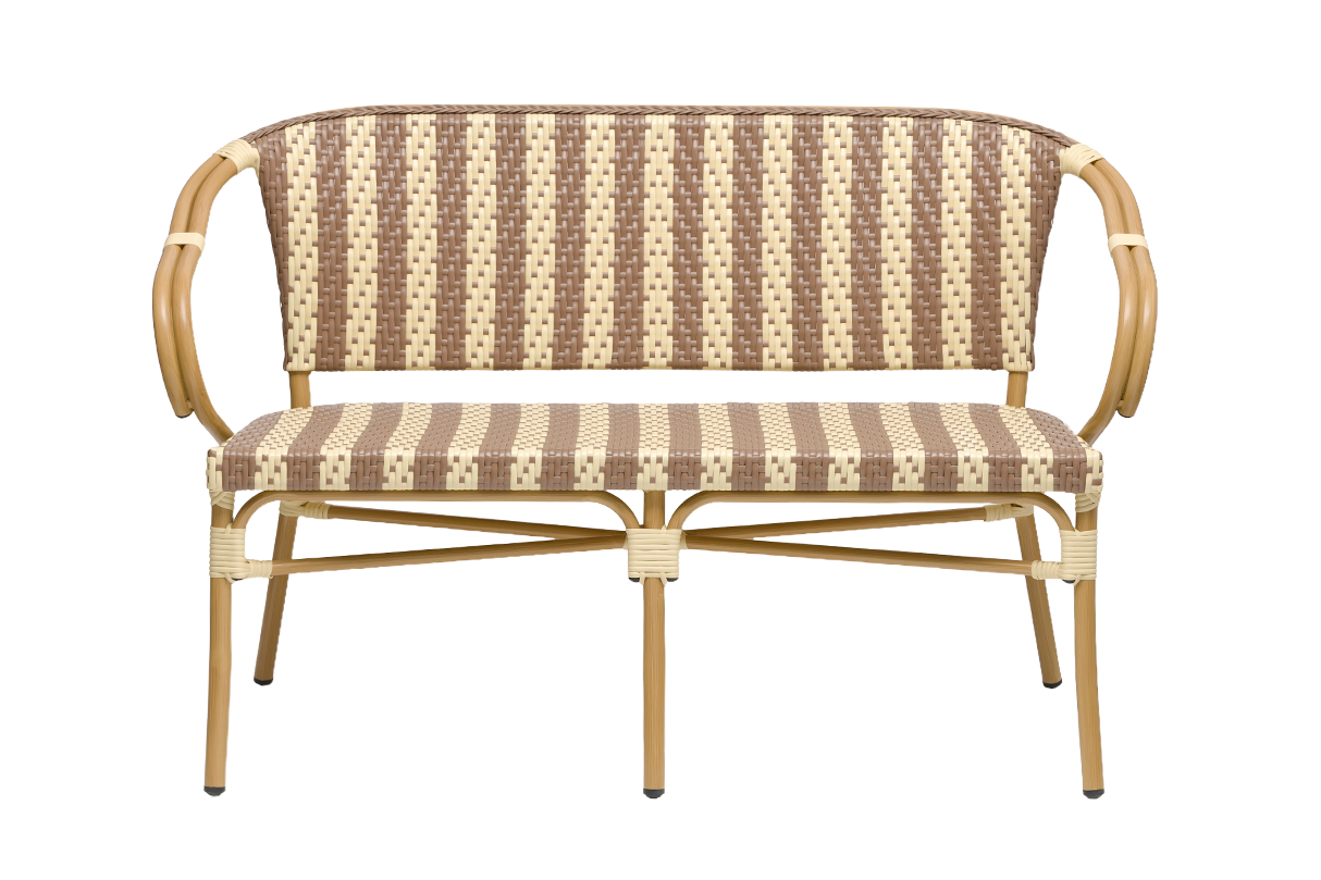 Claire fransk flet cafébænk 130 cm