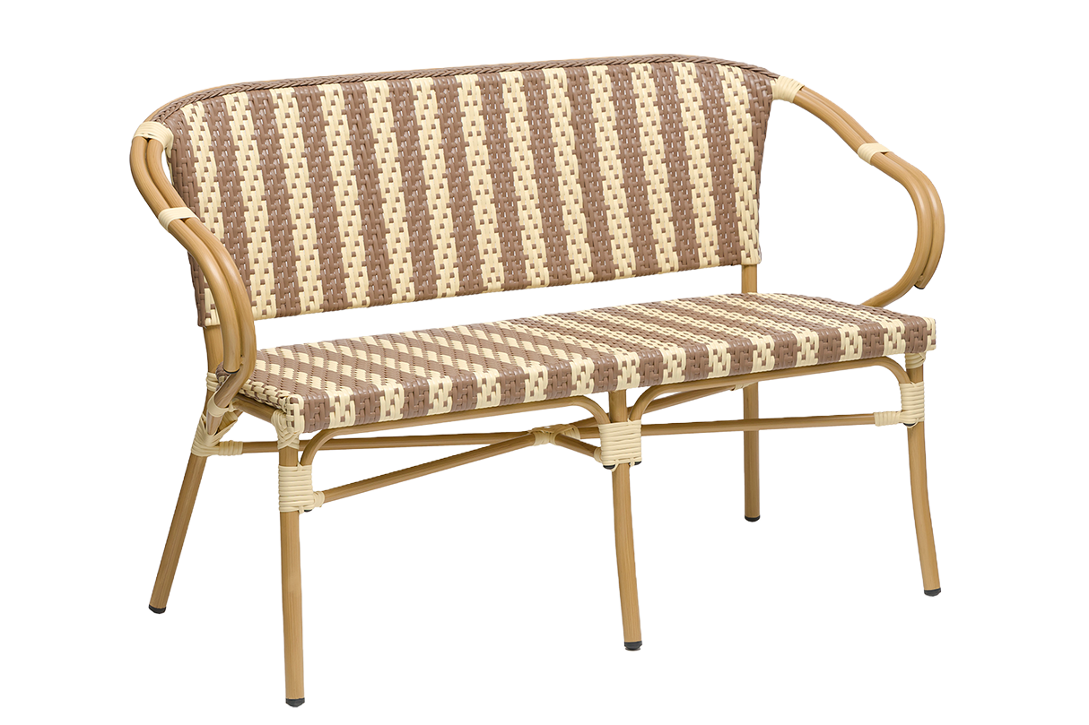 Claire fransk flet cafébænk 130 cm