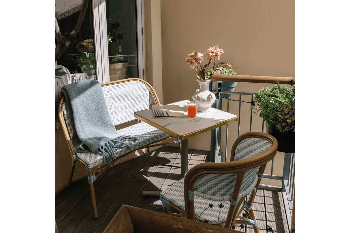 Claudine fransk flet cafébænk 108 cm