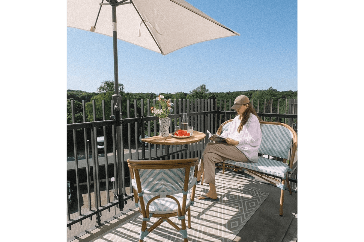 Claudine fransk flet cafébænk 108 cm