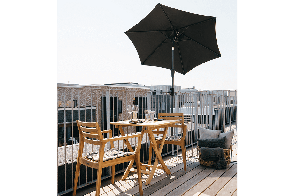 Frida ensfarvet parasol med hejs og knæk Ø160 / Ø200 cm