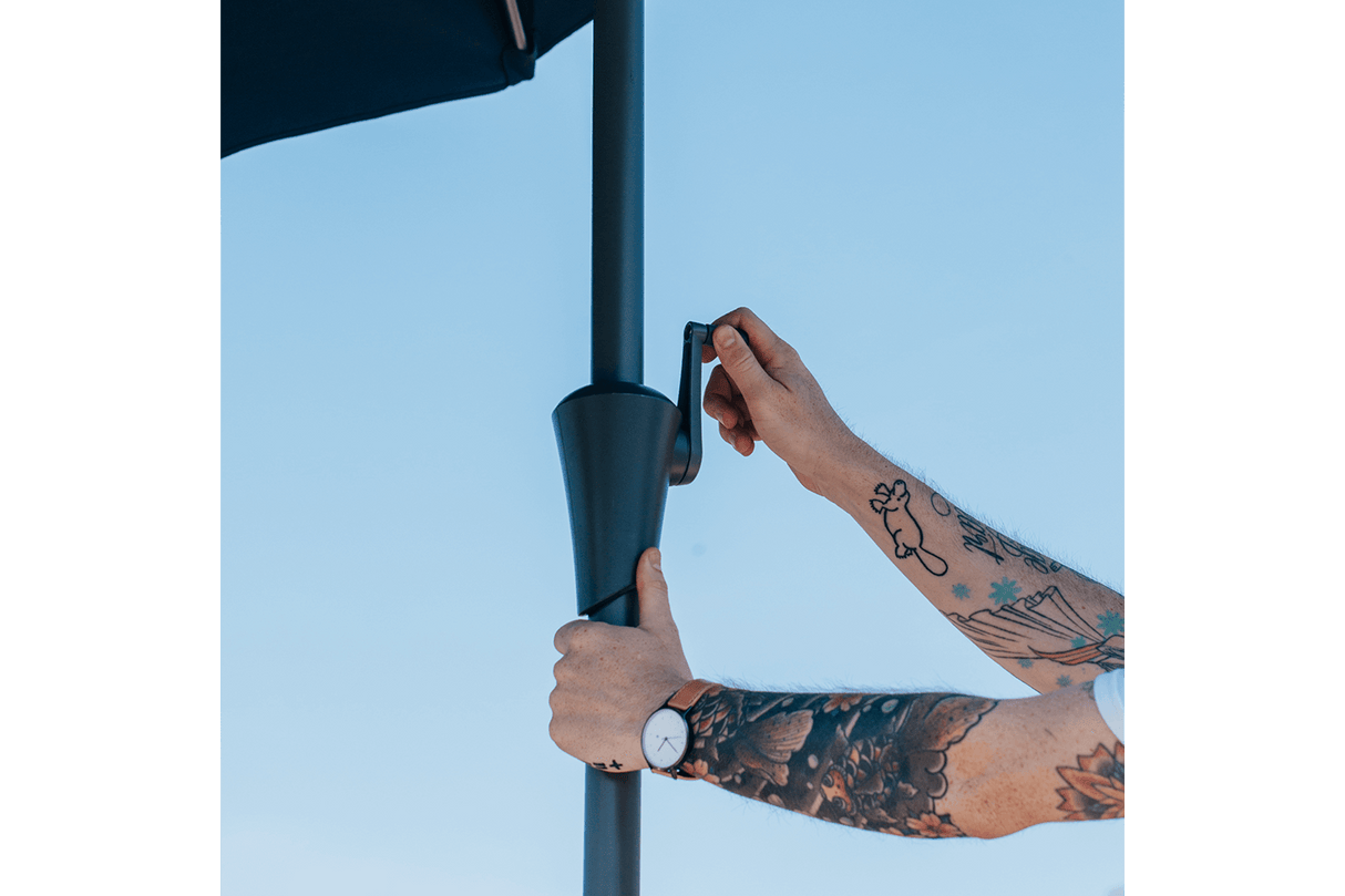 Frida rektangulær parasol med hejs og knæk 140 x 220 cm