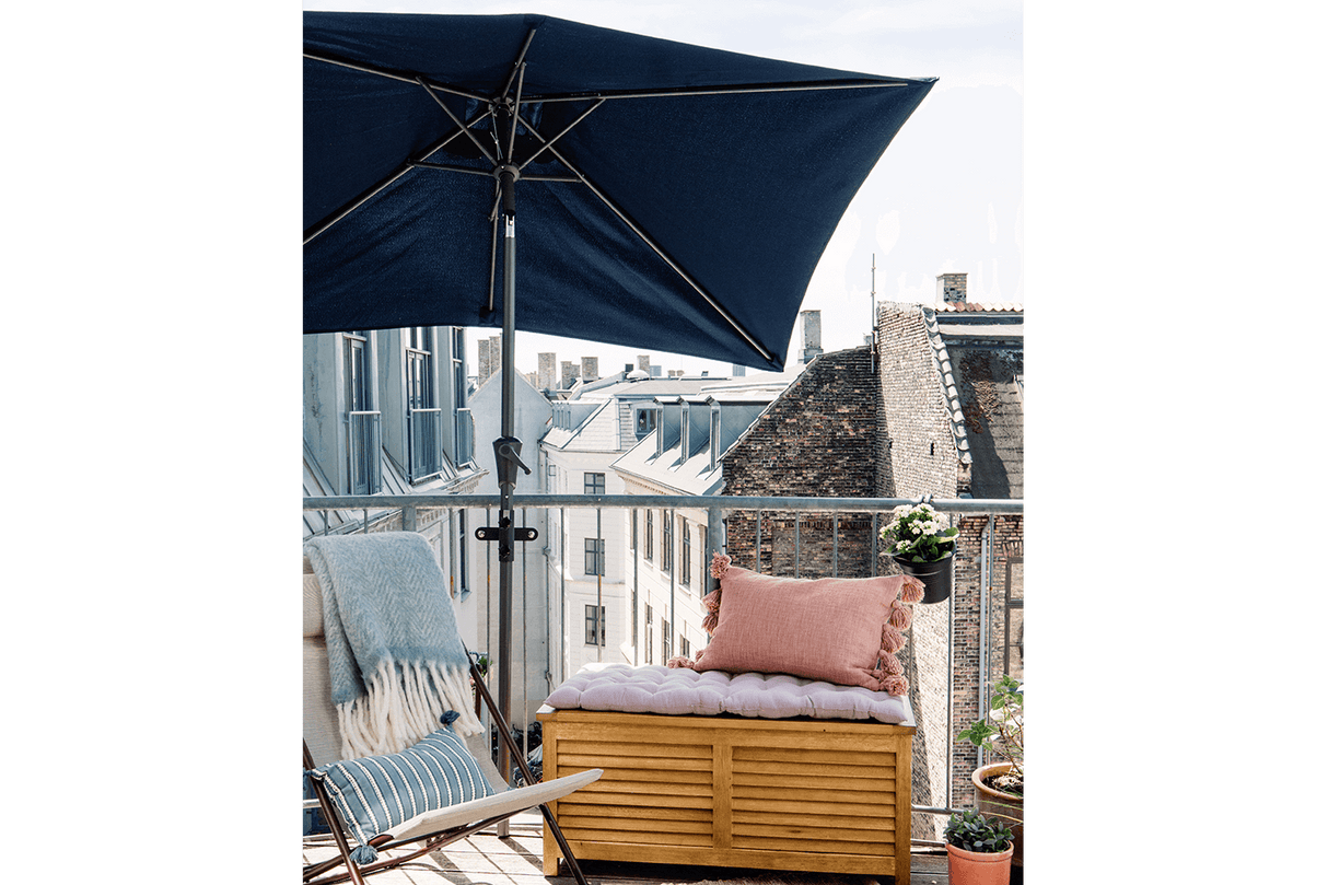 Frida rektangulær parasol med hejs og knæk 140 x 220 cm