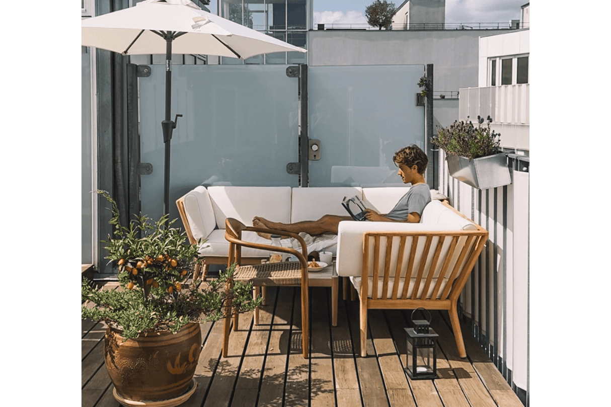 Frida ensfarvet parasol med hejs og knæk Ø160 / Ø200 cm
