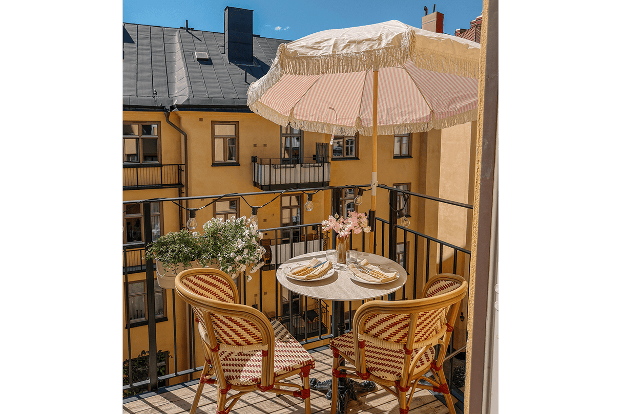 Sally dobbeltsidet parasol med knæk Ø155 / Ø180 cm