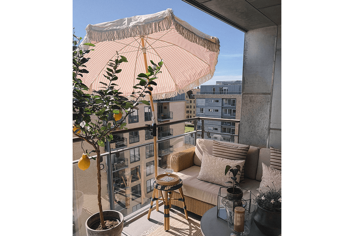 Sally dobbeltsidet parasol med knæk Ø155 / Ø180 cm