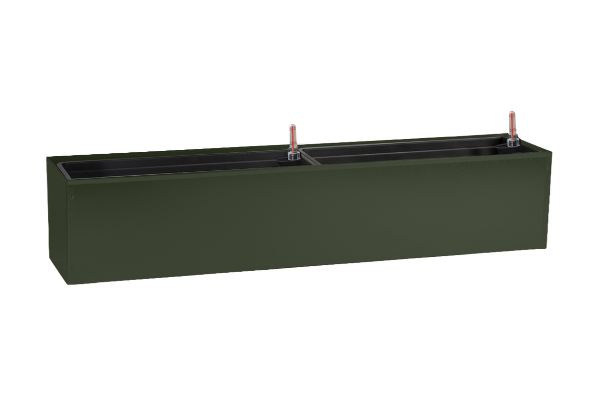 Liva mørkegrøn altankasse med selvvanding 60 / 80 / 100 cm