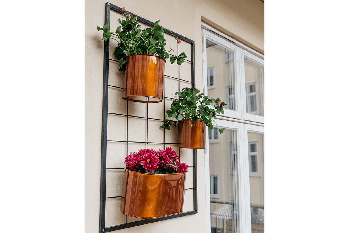 Rut kobber plantekasse til gitter Ø14 / Ø17 cm