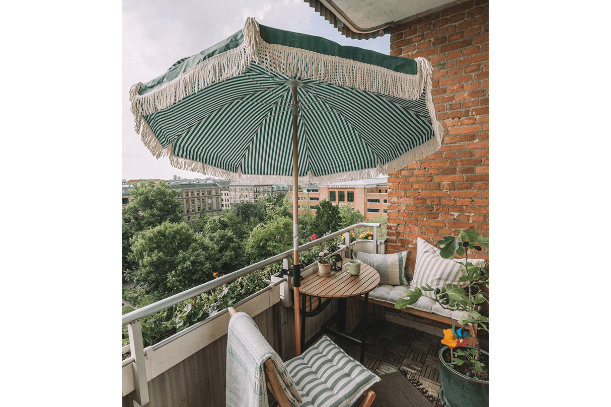Sally dobbeltsidet parasol med knæk Ø155 / Ø180 cm