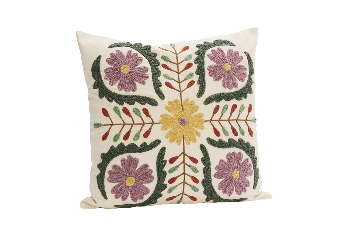 Suzani broderet pudetræk 45 x 45 cm