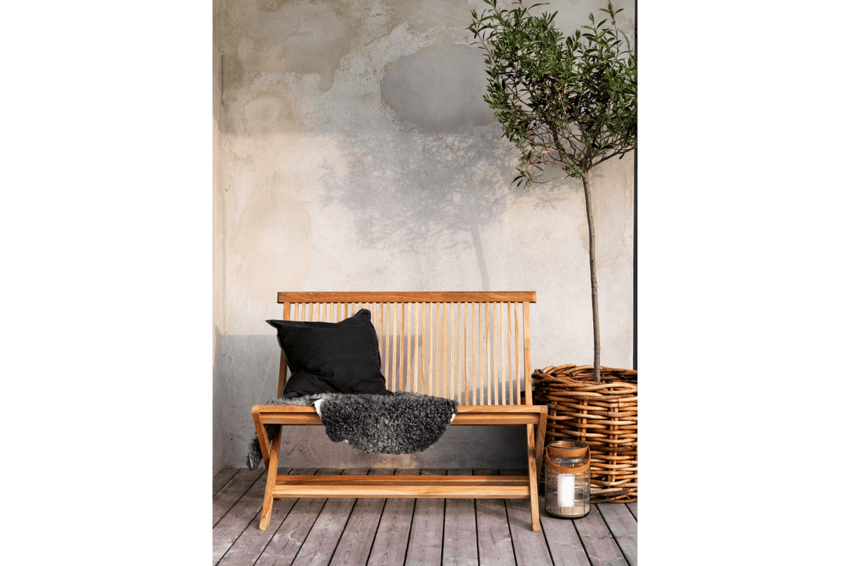 Turin teak bænk med ryglæn 110 cm