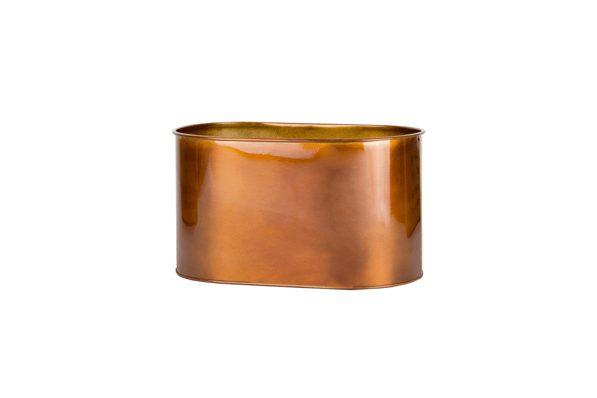 Ovalina kobber plantekasse til gitter 30 x 17 cm