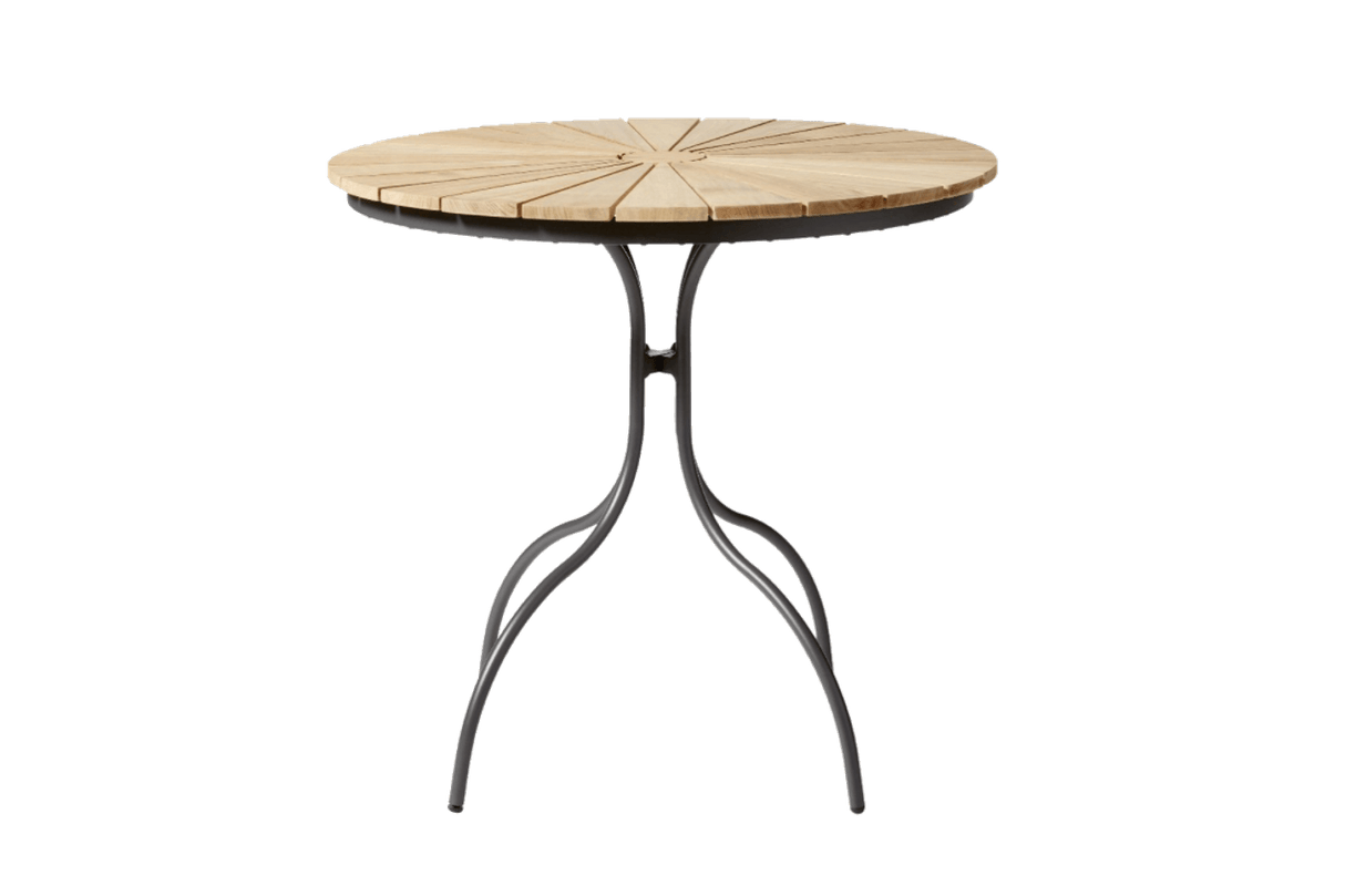 Cafébord i teak med aluminiumsstel Ø80 cm