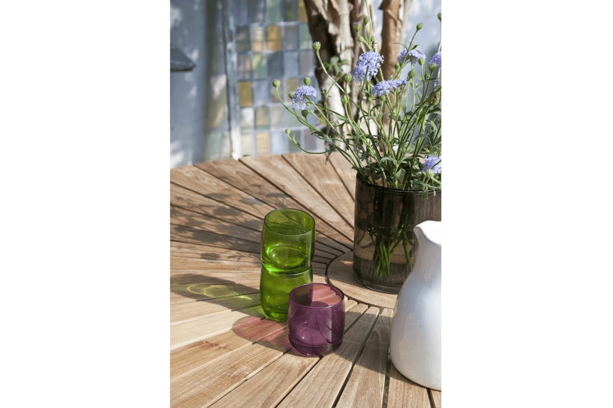 Cafébord i teak med aluminiumsstel Ø80 cm