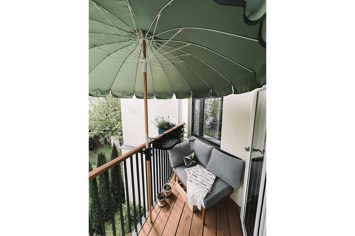 Aisha ensfarvet parasol med knæk Ø200 cm