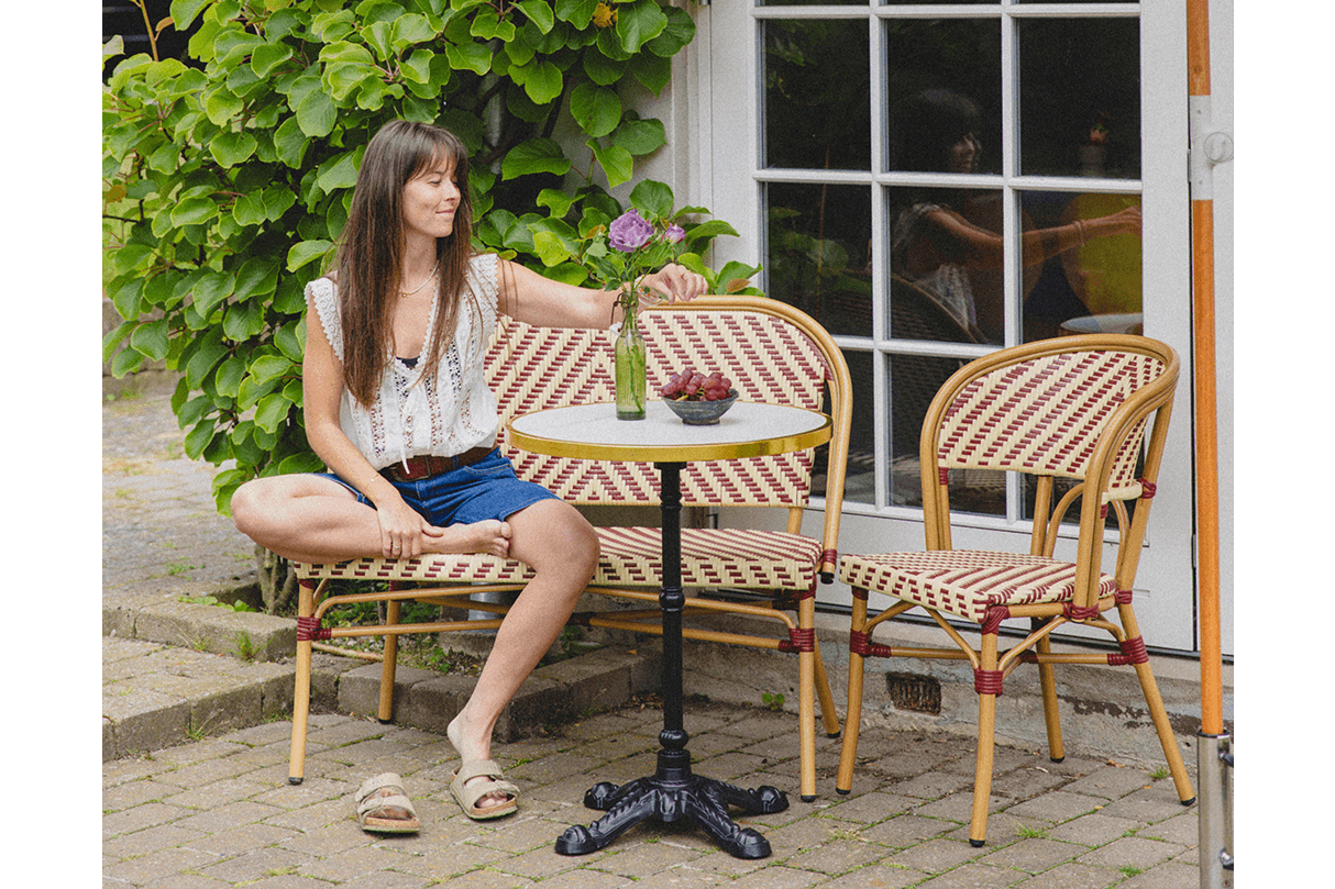 Claudine fransk flet cafébænk 108 cm
