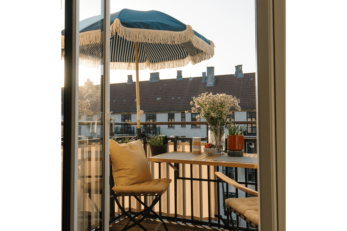 Sally dobbeltsidet parasol med knæk Ø155 / Ø180 cm