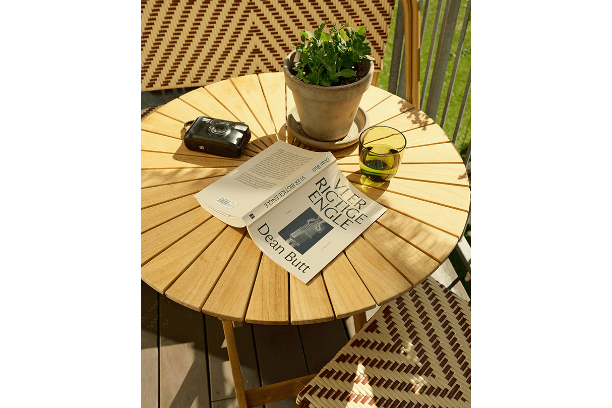 Rozette teak klapbord Ø70 cm