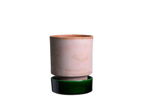 Hoff raw rosa set med smaragdgrøn underskål Ø14 / Ø18 / Ø21 cm