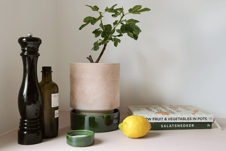 Hoff raw rosa set med smaragdgrøn underskål Ø14 / Ø18 / Ø21 cm