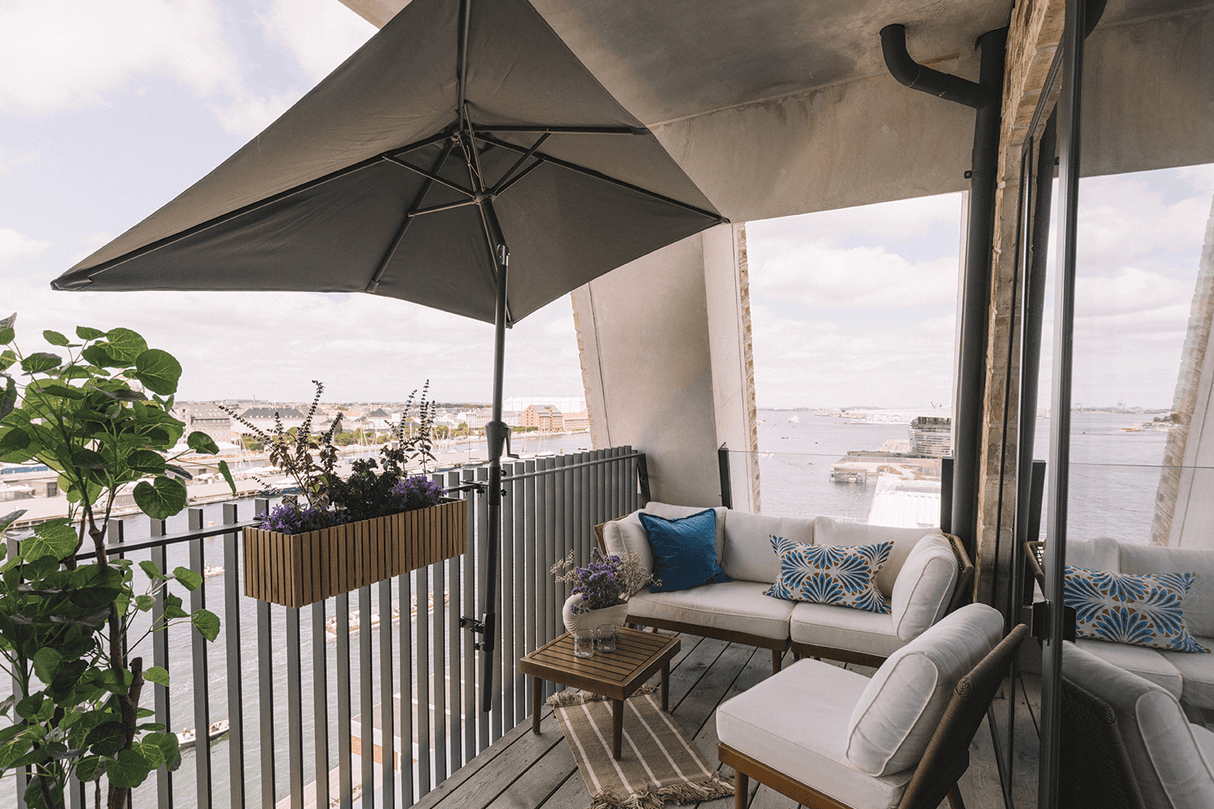 Frida rektangulær parasol med hejs og knæk 140 x 220 cm