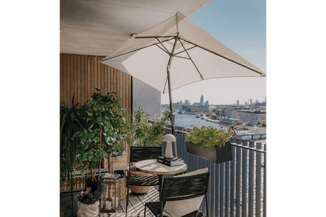 Frida rektangulær parasol med hejs og knæk 140 x 220 cm