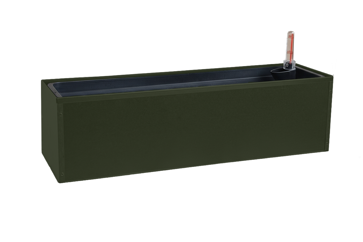 Liva mørkegrøn altankasse med selvvanding 60 / 80 / 100 cm