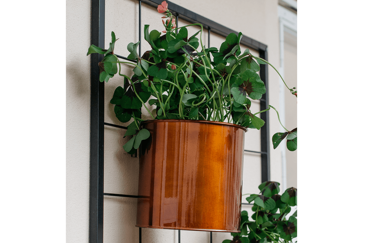 Rut kobber plantekasse til gitter Ø14 / Ø17 cm