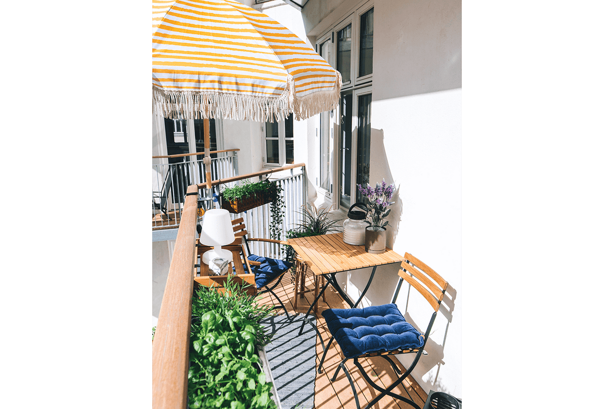 Stine stribet parasol med knæk Ø155 / Ø160 cm