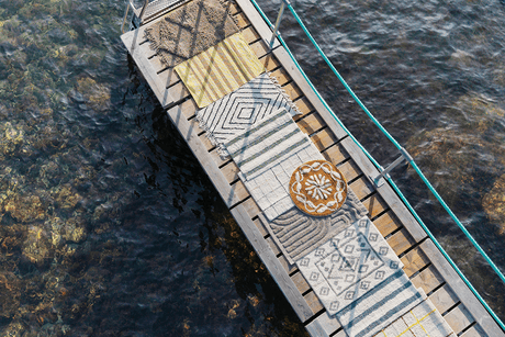 Stribet tuftet bademåtte 50 x 80 cm