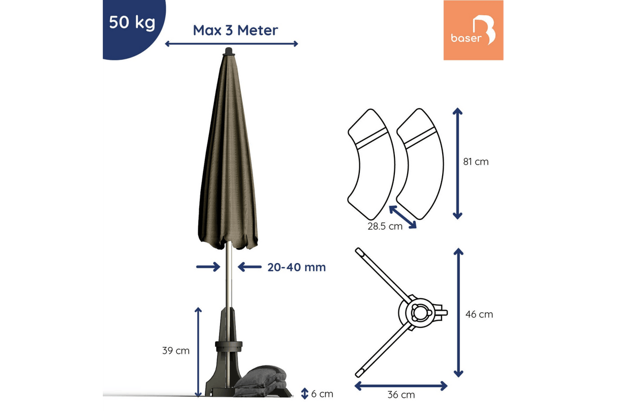 Baser parasolfod 25 kg