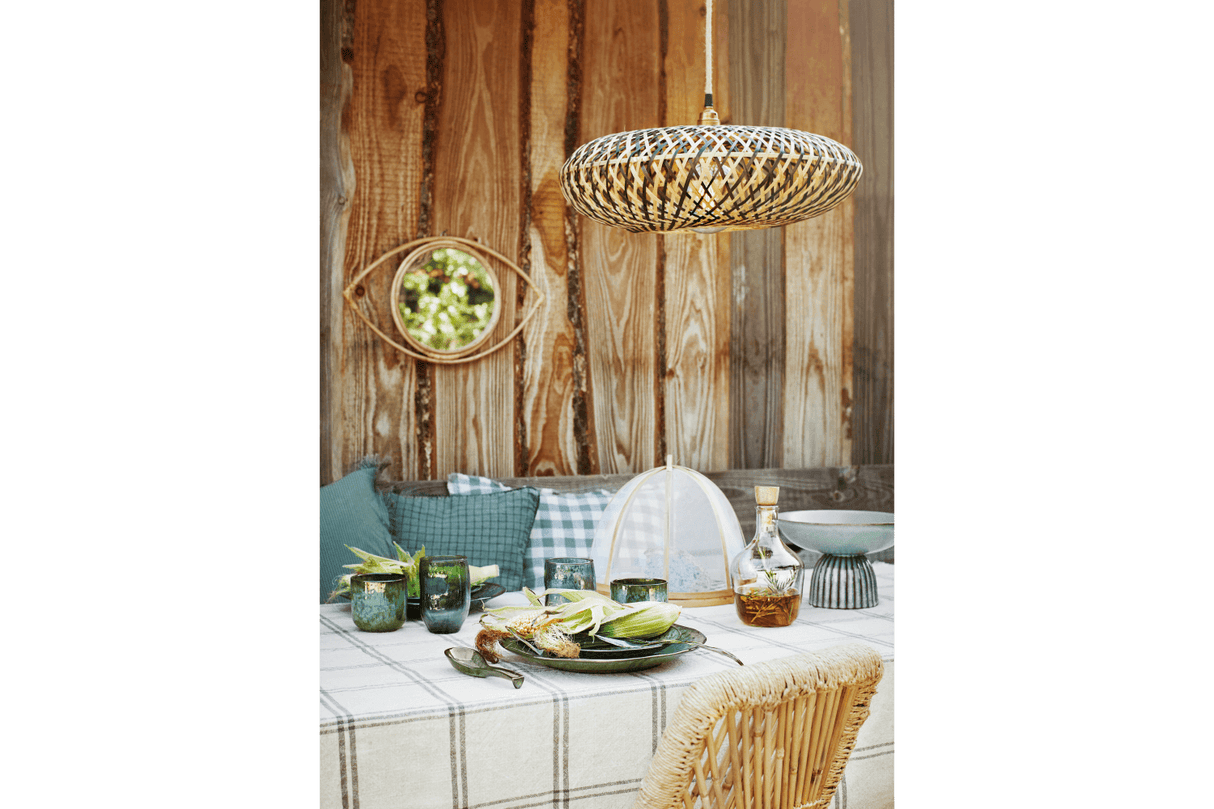 Nålestribet pudetræk med frynser 50 x 50 cm