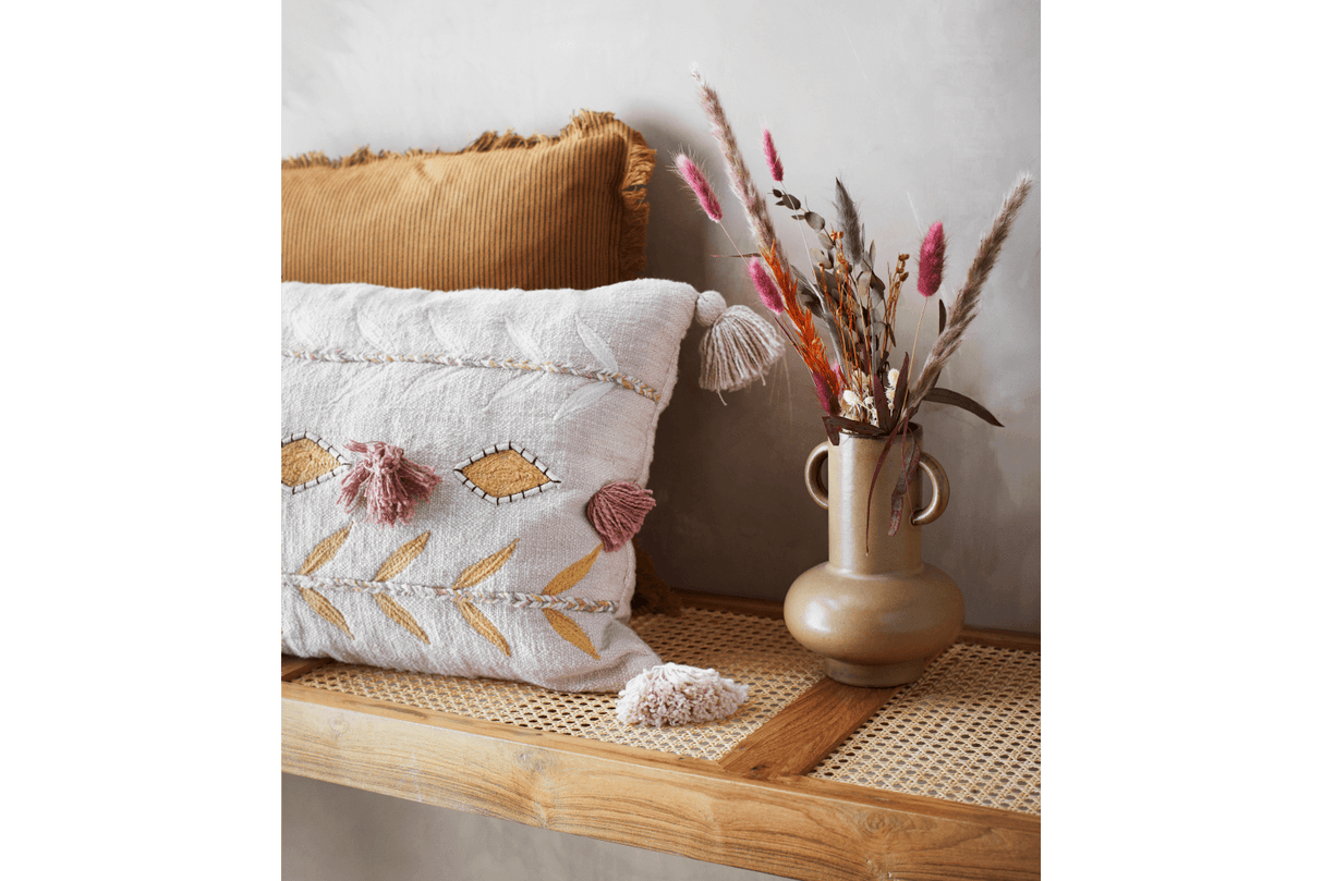 Nålestribet pudetræk med frynser 50 x 50 cm