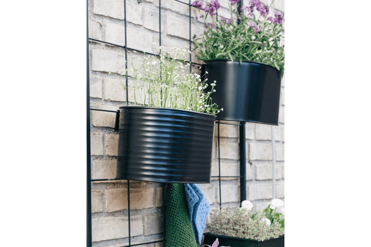 Ovalina Rillo sort plantekasse til gitter 30 x 17 cm
