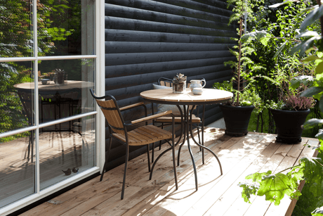 Teakstol med aluminiumsstel