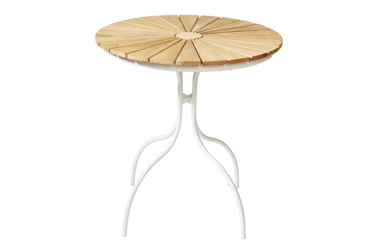 Cafébord i teak med aluminiumsstel Ø80 cm