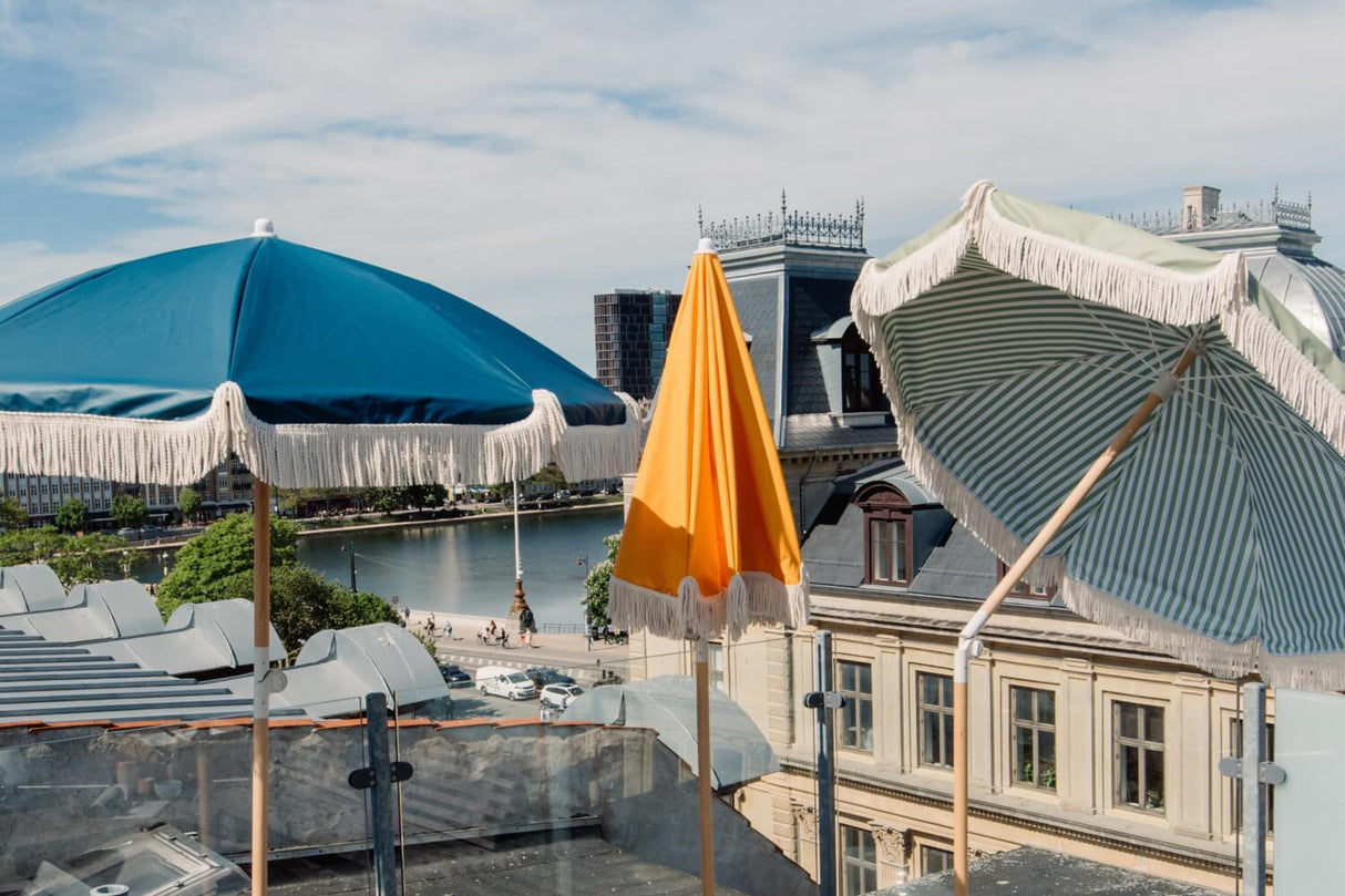 Sally dobbeltsidet parasol med knæk Ø155 / Ø180 cm