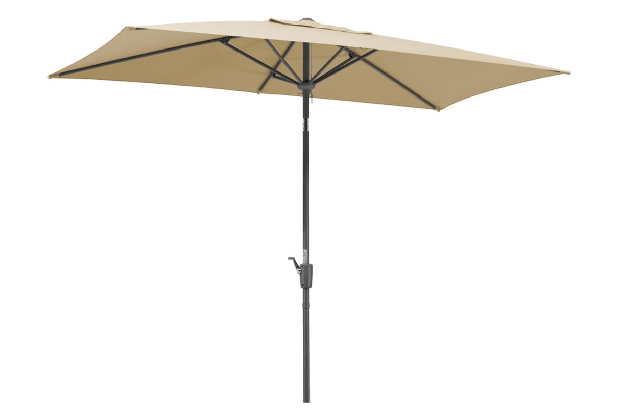 Tunis ensfarvet parasol med hejs og knæk 270 x 150 cm